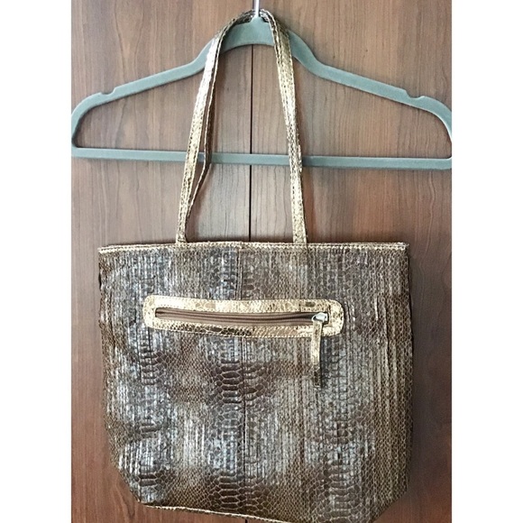 Brown and Gold Snakeskin Shoulder Bag NWOT - Picture 2 of 7